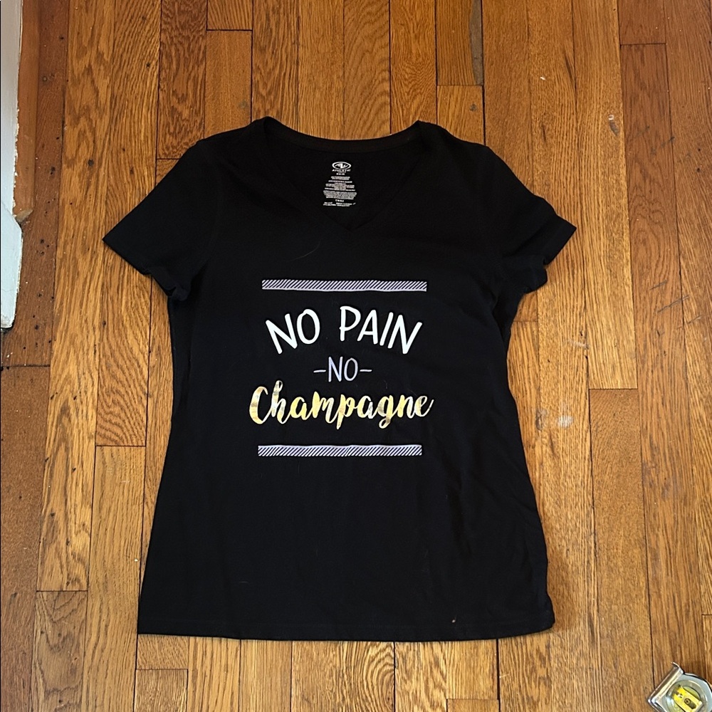 Black Graphic Tee with Gold Text
